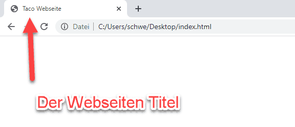 HTML Taco Tutorial Webseite Titel